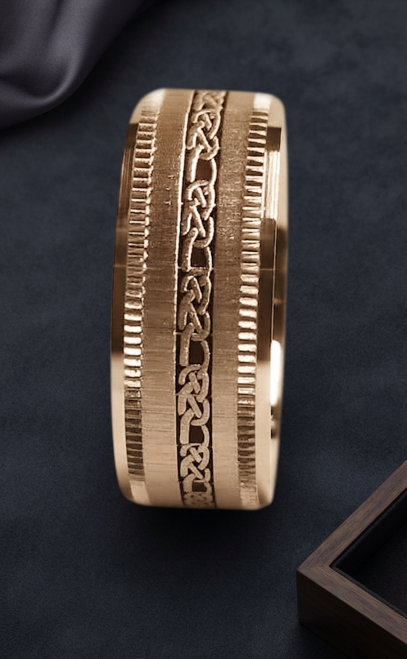 950 Ayar Platin Kelt Desenli Erkek Alyans
