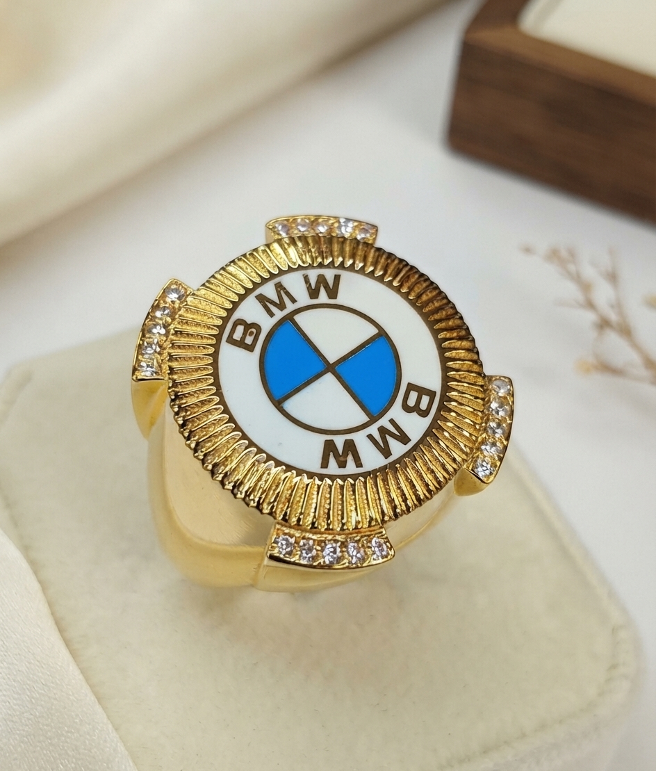 14 Ayar Altın BMW Logolu Erkek Yüzük